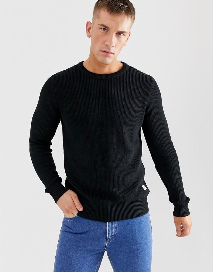 Jack And Jones Originals Ribbed Crew Neck Knitwear - Black