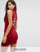 Parallel Lines High Neck Knitted Dress With Lace Up Back - Red