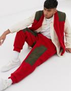 M.c.overalls Popcorn Fleece Sweatpants In Red - Red