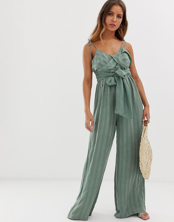 Current Air Linen Wide Leg Jumpsuit-blue