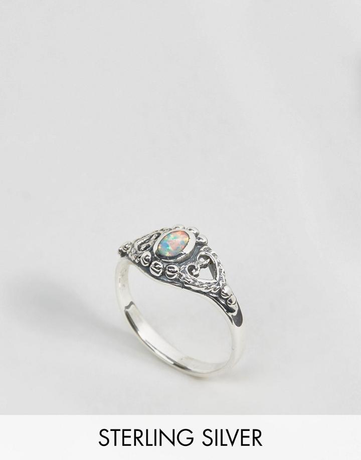 Regal Rose Kaya Detailed Opal Silver Ring - Silver