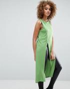 Noisy May Studio Slit Top - Green