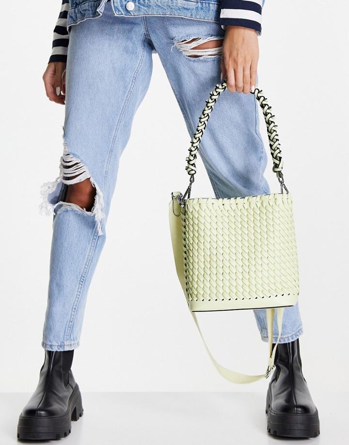 Topshop Sienna Weave Shoulder Bag In Green