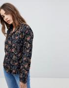 Stylenanda Floral Printed Shirt-black