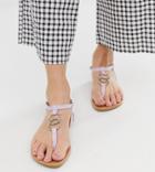 New Look Ring Detail Strappy Sandal In Lilac-purple