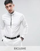 Noose & Monkey Skinny Smart Shirt With Collar Print - White