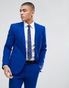 Asos Skinny Suit Jacket In Bright Blue - Blue