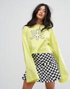 The Ragged Priest Long Sleeve T-shirt With Rhinestone Symbol - Green