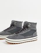 Ellesse Alzano Leather Mountain Boots In Gray/off White-grey