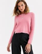 River Island Cropped Sweater In Pink
