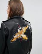 Gestuz Heep Real Leather Biker Jacket - Black