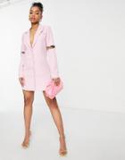 Saint Genies Blazer Dress With Chain Elbow Trim Detail In Lilac-purple