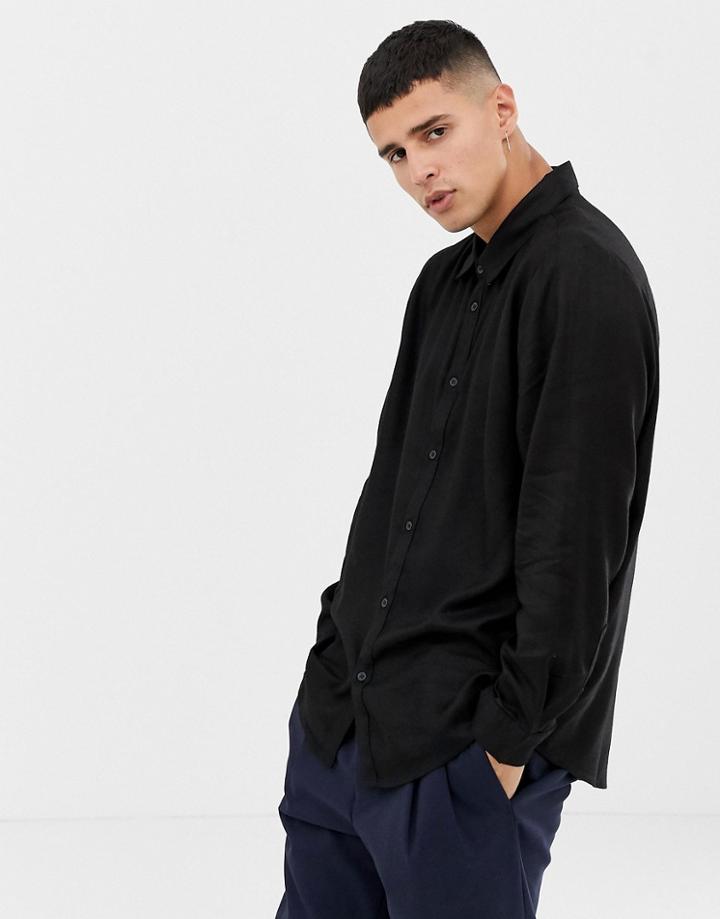 Another Influence Oversized Silky Shirt - Black