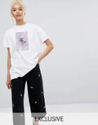 Lazy Oaf Oversized T-shirt With Rose - White