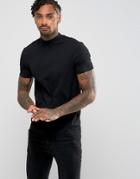 Asos Muscle Fit T-shirt With Turtleneck - Black