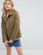 Parka London Aya Faux Fur Lined Lightweight Jacket - Green
