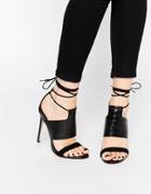 Asos Hendricks Lace Up Heeled Sandals - Black