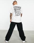 Pull & Bear T-shirt With Bad Apple Back Print In White