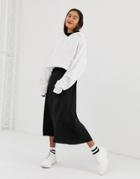 New Look Midi Skirt In Satin - Black