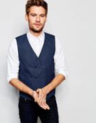 Selected Homme Double Breasted Vest In Skinny Fit - Blue