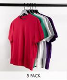 Asos Design 5 Pack T-shirt With Crew Neck - Multi