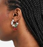 Pieces Exclusive Handmade Cherry And Pearl Hoop Earrings In Multi