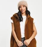 Asos Design Petite Fleece Vest In Brown