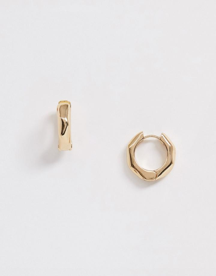 Asos Design Hammered Hoops In Gold Tone - Gold