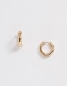 Asos Design Hammered Hoops In Gold Tone - Gold