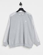 Adidas Originals Adicolor Three Stripe Sweatshirt In Gray-grey