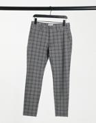 Only & Sons Check Tapered Pants In Gray-grey