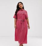Glamorous Curve Midaxi Shirt Dress With Tie Waist In Mini Check