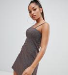 Asos Design Petite Mini Seam Cami Dress In Rainbow Glitter-multi