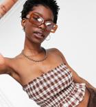 Collusion Gingham Bandeau Top In Brown