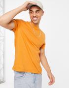 Asos Design Organic Cotton Blend T-shirt With Crew Neck In Orange