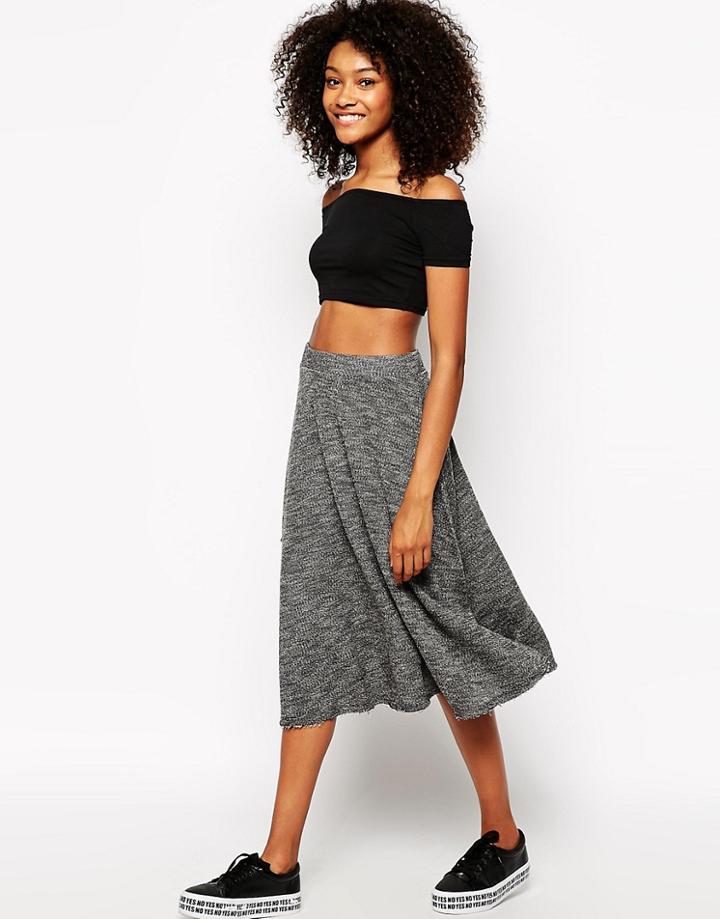 Monki A Line Midi Skirt - White