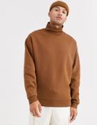 Asos Design Oversized Funnel Neck Sweatshirt In Brown