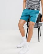 Asos Design Slim Chino Shorts In Teal - Blue