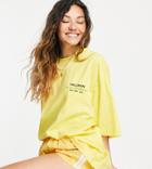 Collusion Unisex Oversized T-shirt With Text Print In Yellow