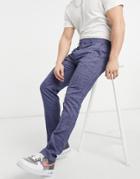 Original Penguin Checked Slim Fit Suit Pants In Blue And Black-blues