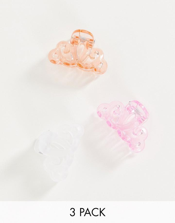 Accessorize Pack Of 3 Mini Hair Claw Clips In Pink Mix-multi