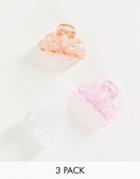 Accessorize Pack Of 3 Mini Hair Claw Clips In Pink Mix-multi