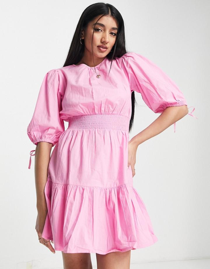 Influence Puff Sleeve Mini Dress In Pink