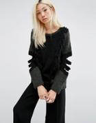 Oneon Hand Knitted Jumper With Exposed Elbow Detail - Green
