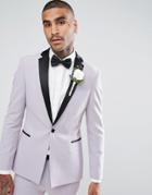 Asos Wedding Super Skinny Tuxedo Suit Jacket With Satin Lapel In Dusky Lilac - Purple