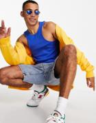 Asos Design Extreme Racer Muscle Fit Tank In Bright Blue-blues