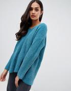 Brave Soul Chenille Sweater With V Neck - Green