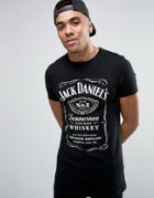 Asos Jack Daniels Longline Muscle T-shirt - White
