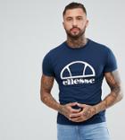 Ellesse Longline Muscle Fit T-shirt With Logo In Navy - Navy