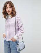 Sister Jane High Neck Sweatshirt In Tweed Houndstooth Co-ord - Purple